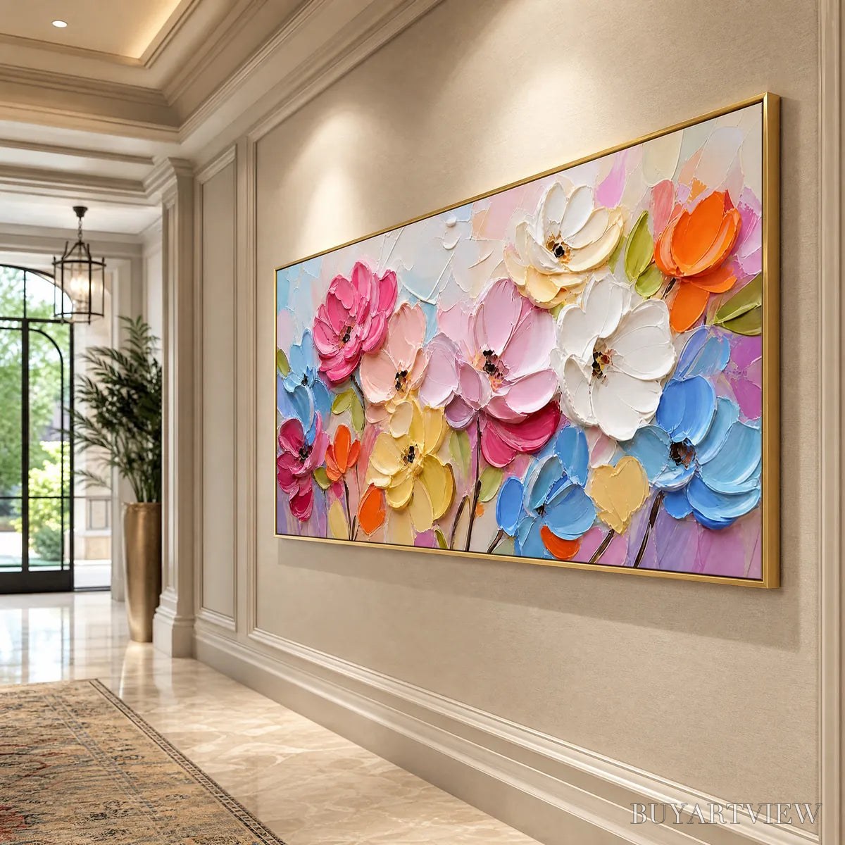 ARTOVITAS Symphony in Bloom – Colorful Impasto Floral Palette Knife Painting - image 6