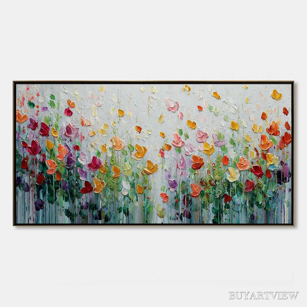 ARTOVITAS Garden of Joy – Colorful Textured Impasto Flower Field Painting - image 1