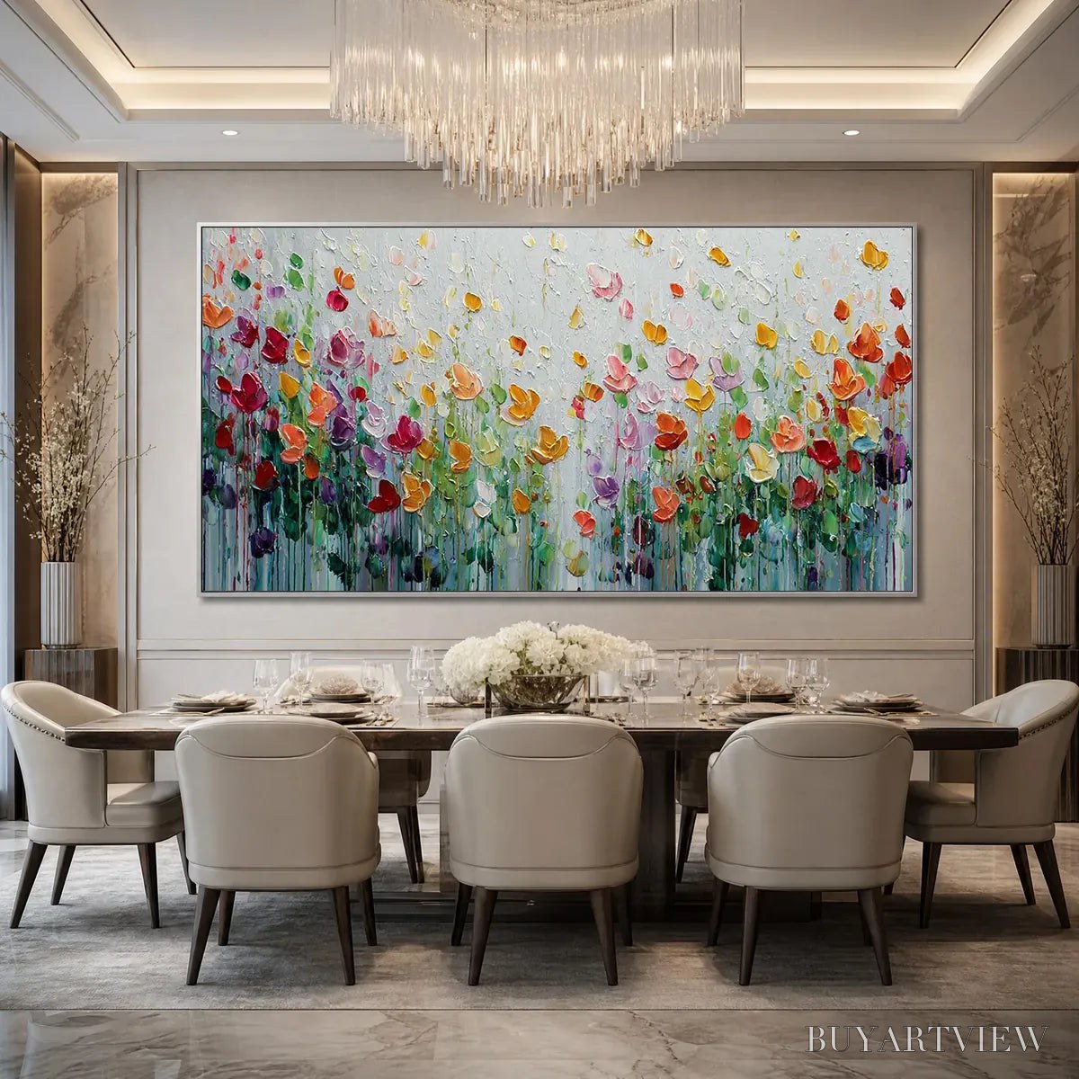 ARTOVITAS Garden of Joy – Colorful Textured Impasto Flower Field Painting - image 2
