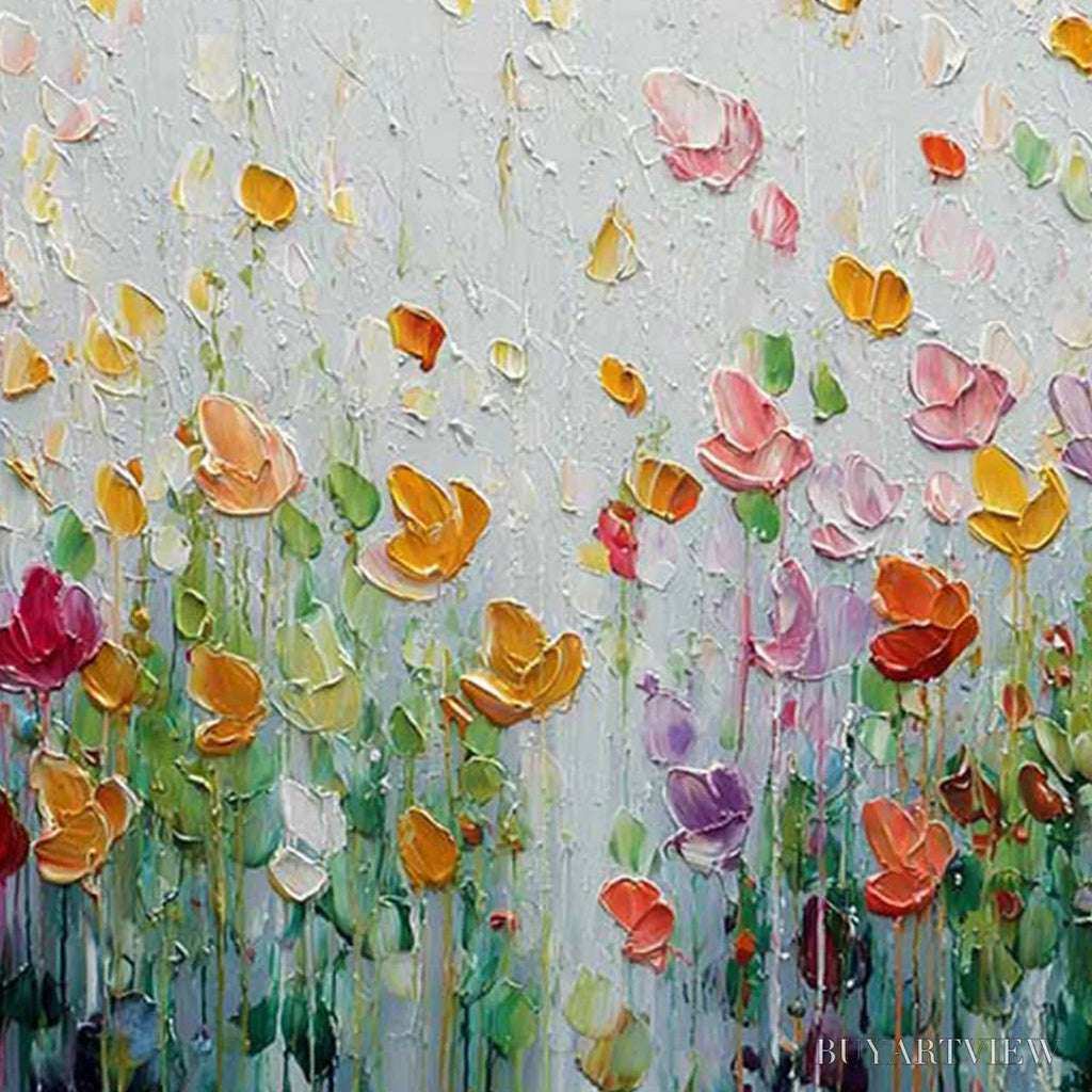 ARTOVITAS Garden of Joy – Colorful Textured Impasto Flower Field Painting - image 3