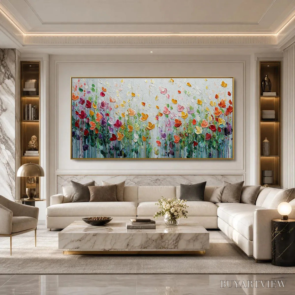 ARTOVITAS Garden of Joy – Colorful Textured Impasto Flower Field Painting - image 4