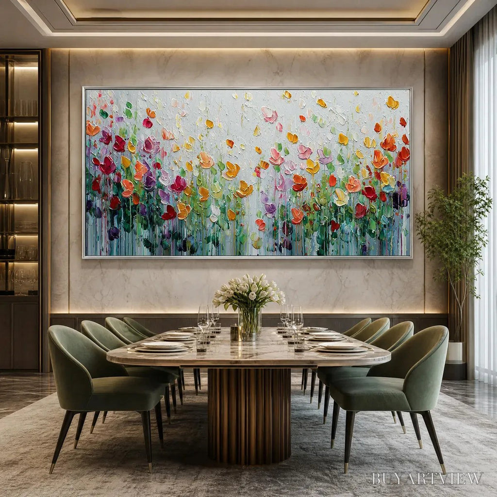 ARTOVITAS Garden of Joy – Colorful Textured Impasto Flower Field Painting - image 5