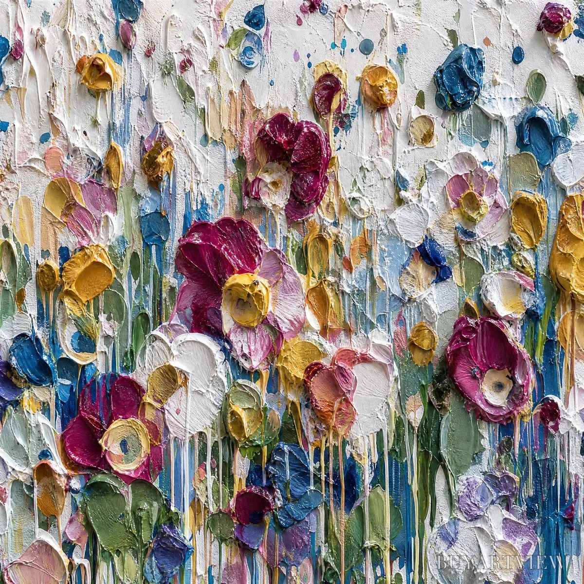ARTOVITAS Eternal Bloom – Colorful Textured Impasto Flower Field Painting - image 3