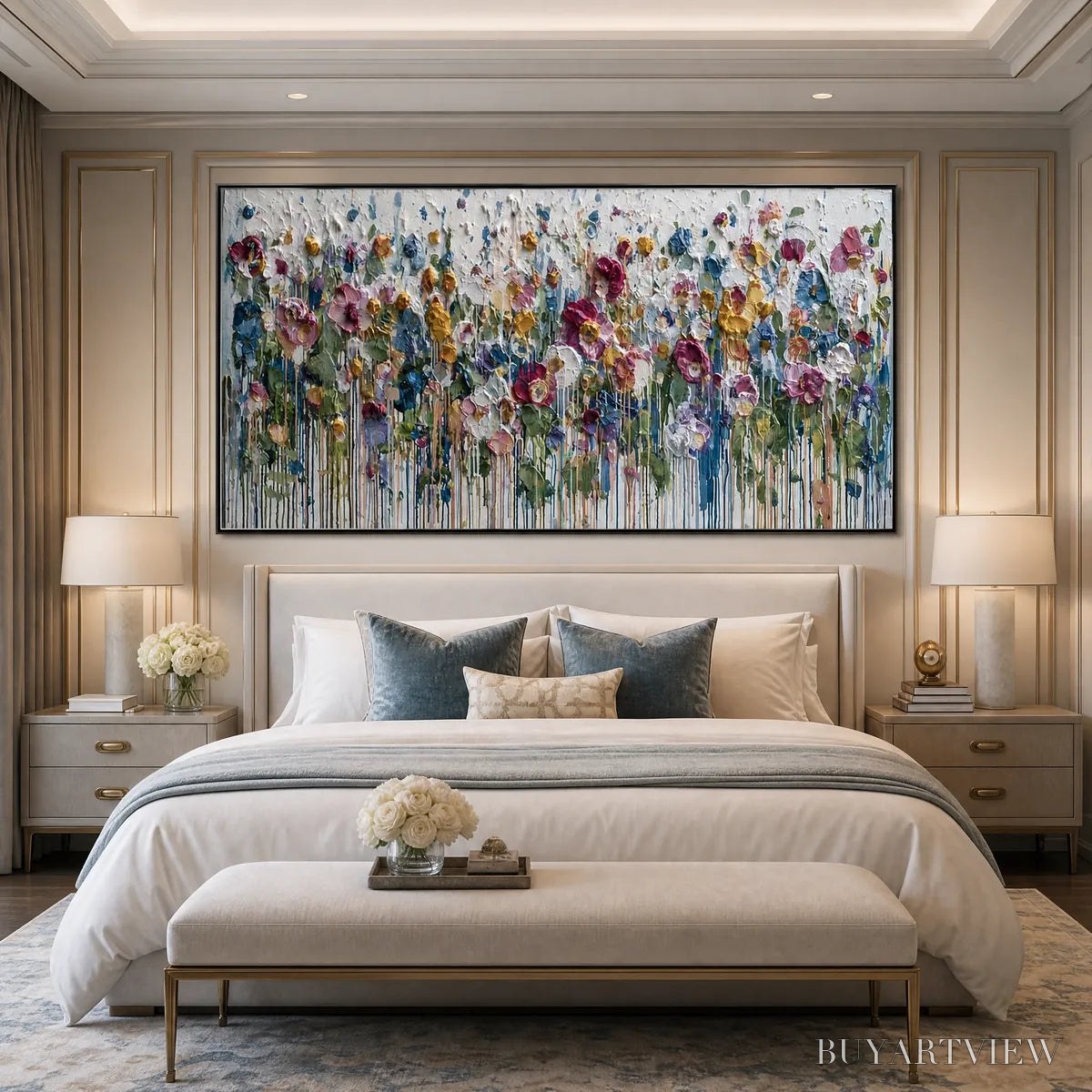 ARTOVITAS Eternal Bloom – Colorful Textured Impasto Flower Field Painting - image 4