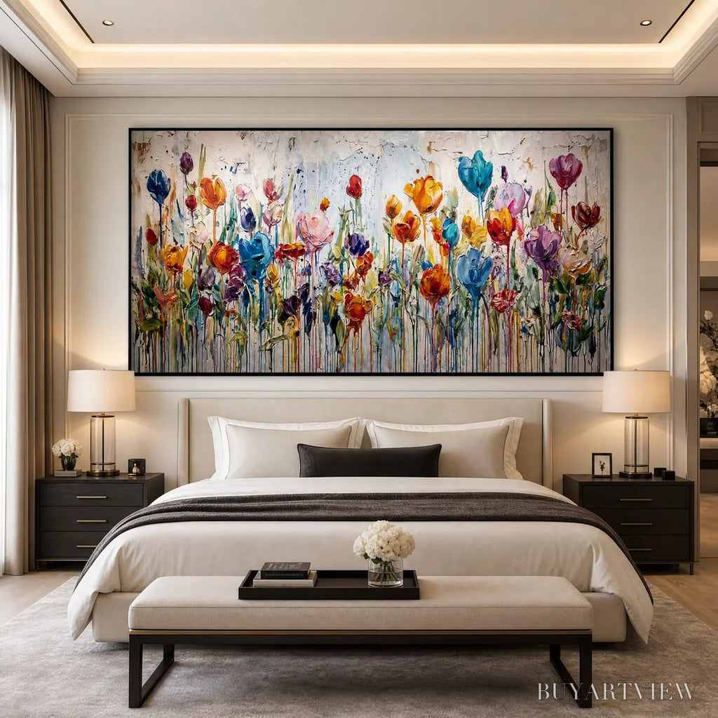 ARTOVITAS Joyful Melody – Vibrant Abstract Flower Field Painting with Impasto Texture - image 4
