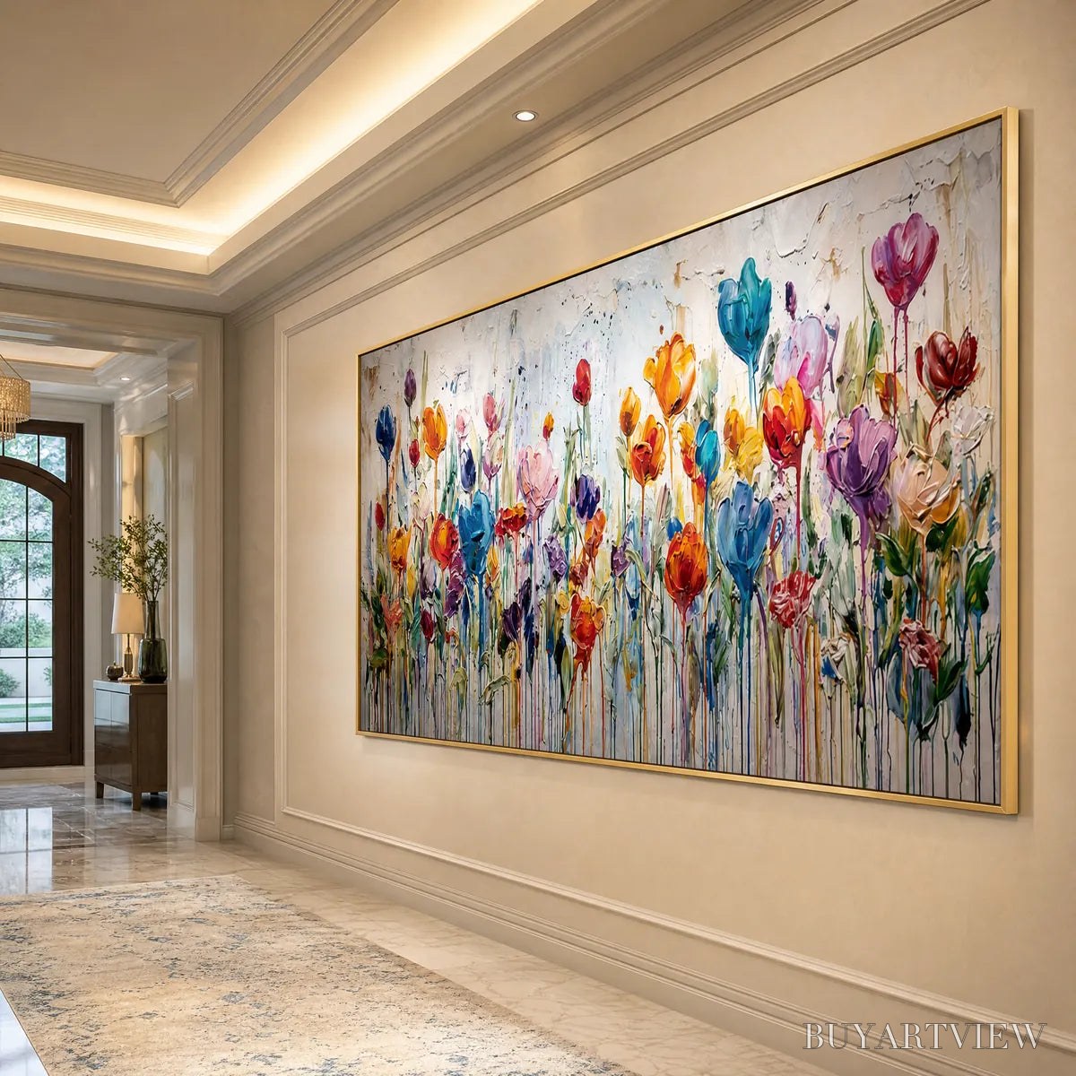 ARTOVITAS Joyful Melody – Vibrant Abstract Flower Field Painting with Impasto Texture - image 5