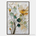ARTOVITAS Golden Whisper – Textured Floral Impasto Painting with Gold Leaf - image 1