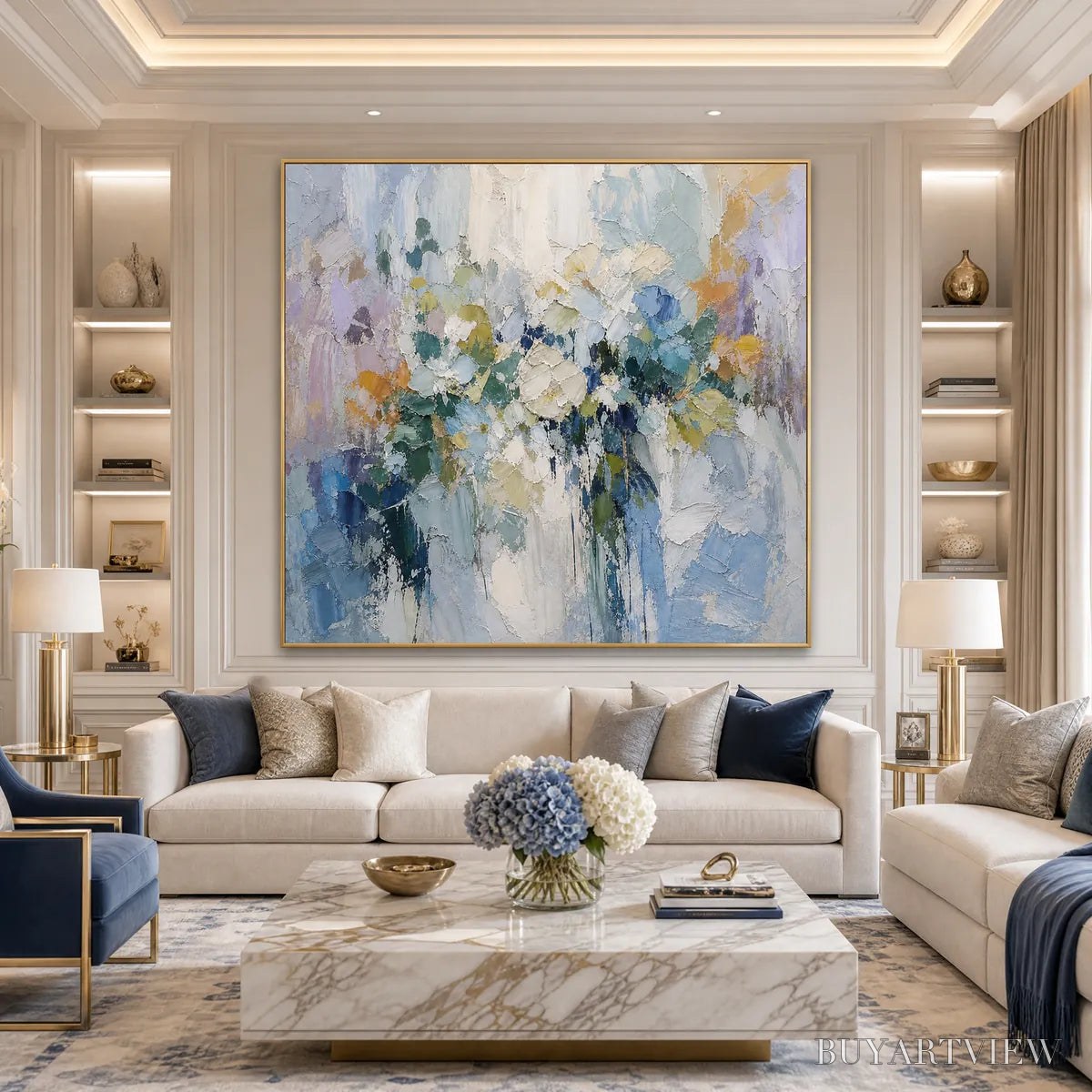 ARTOVITAS Ethereal Bloom Abstract Floral Textured Oil Painting for Walls - image 2