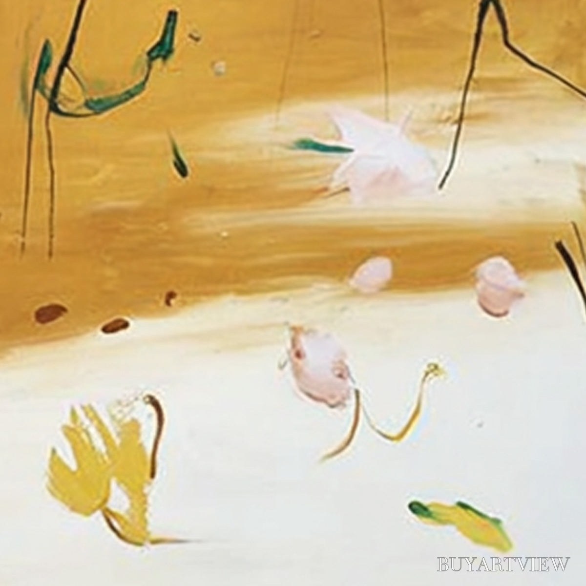 ARTOVITAS Ochre Whispers – Wabi Sabi Inspired Abstract Floral Painting - image 5