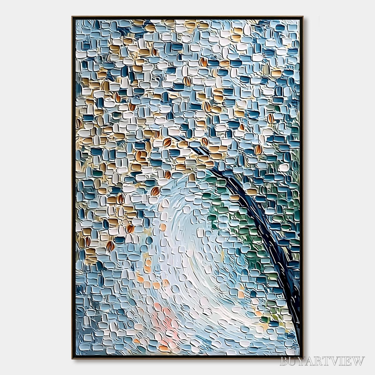 ARTOVITAS Cobblestone Blossom – Heavily Textured Abstract Tree Painting with Palette Knife Detail - image 1