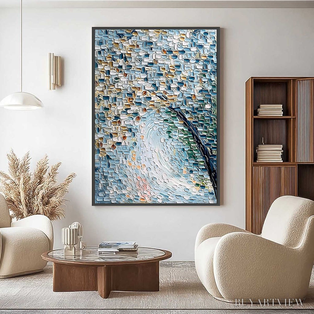 ARTOVITAS Cobblestone Blossom – Heavily Textured Abstract Tree Painting with Palette Knife Detail - image 2