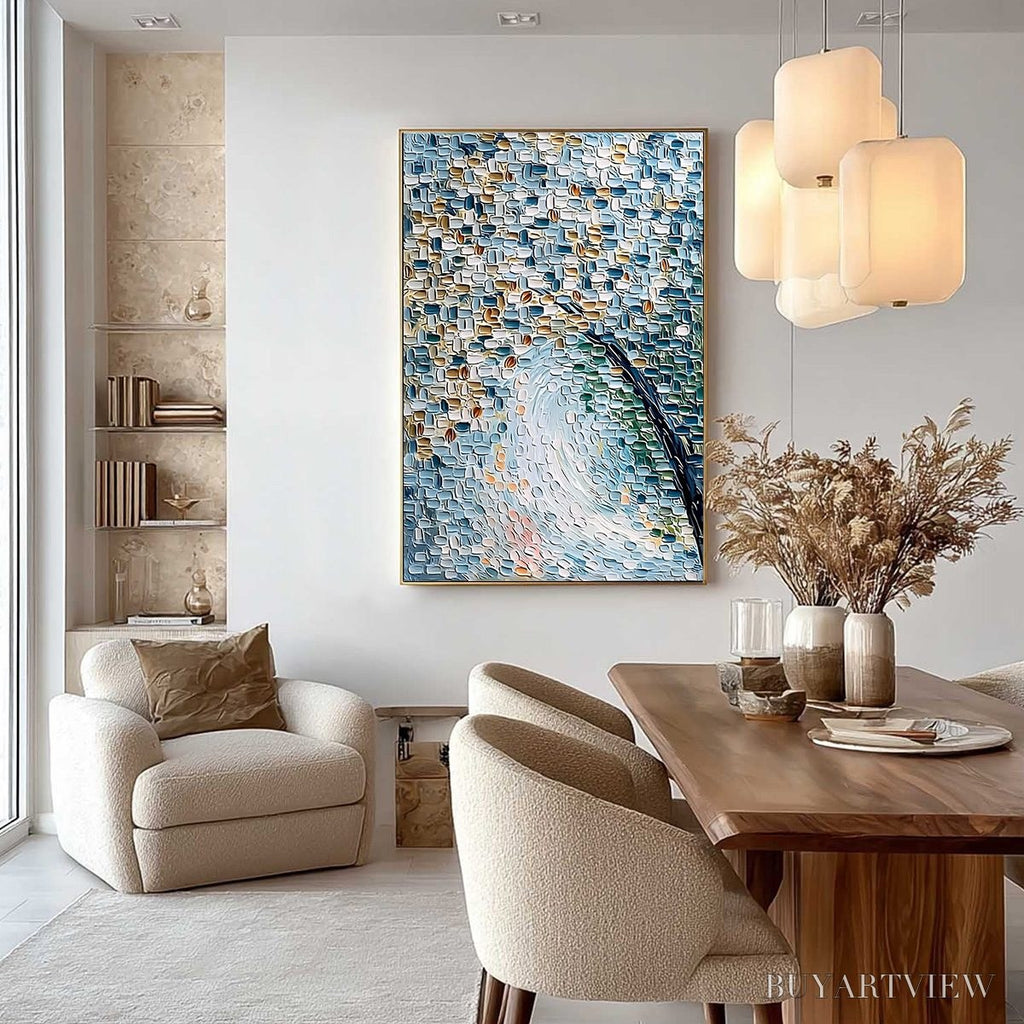 ARTOVITAS Cobblestone Blossom – Heavily Textured Abstract Tree Painting with Palette Knife Detail - image 4