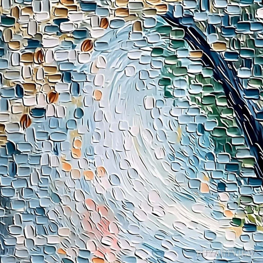 ARTOVITAS Cobblestone Blossom – Heavily Textured Abstract Tree Painting with Palette Knife Detail - image 5