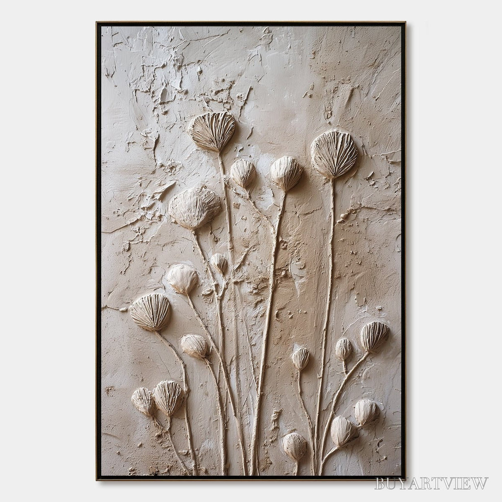 ARTOVITAS Earthen Blooms – Textured Wabi-Sabi Floral Impasto Painting - image 1