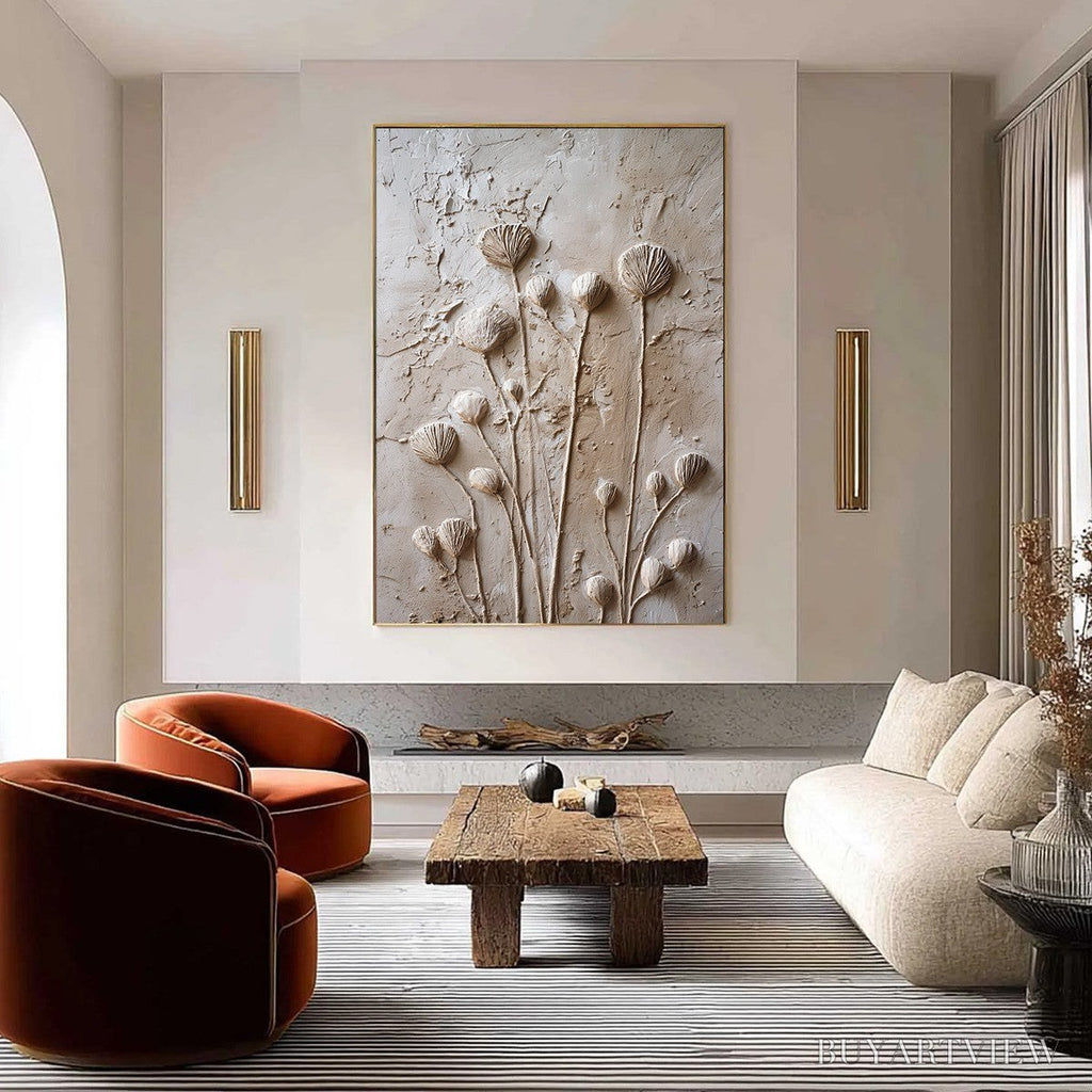 ARTOVITAS Earthen Blooms – Textured Wabi-Sabi Floral Impasto Painting - image 2