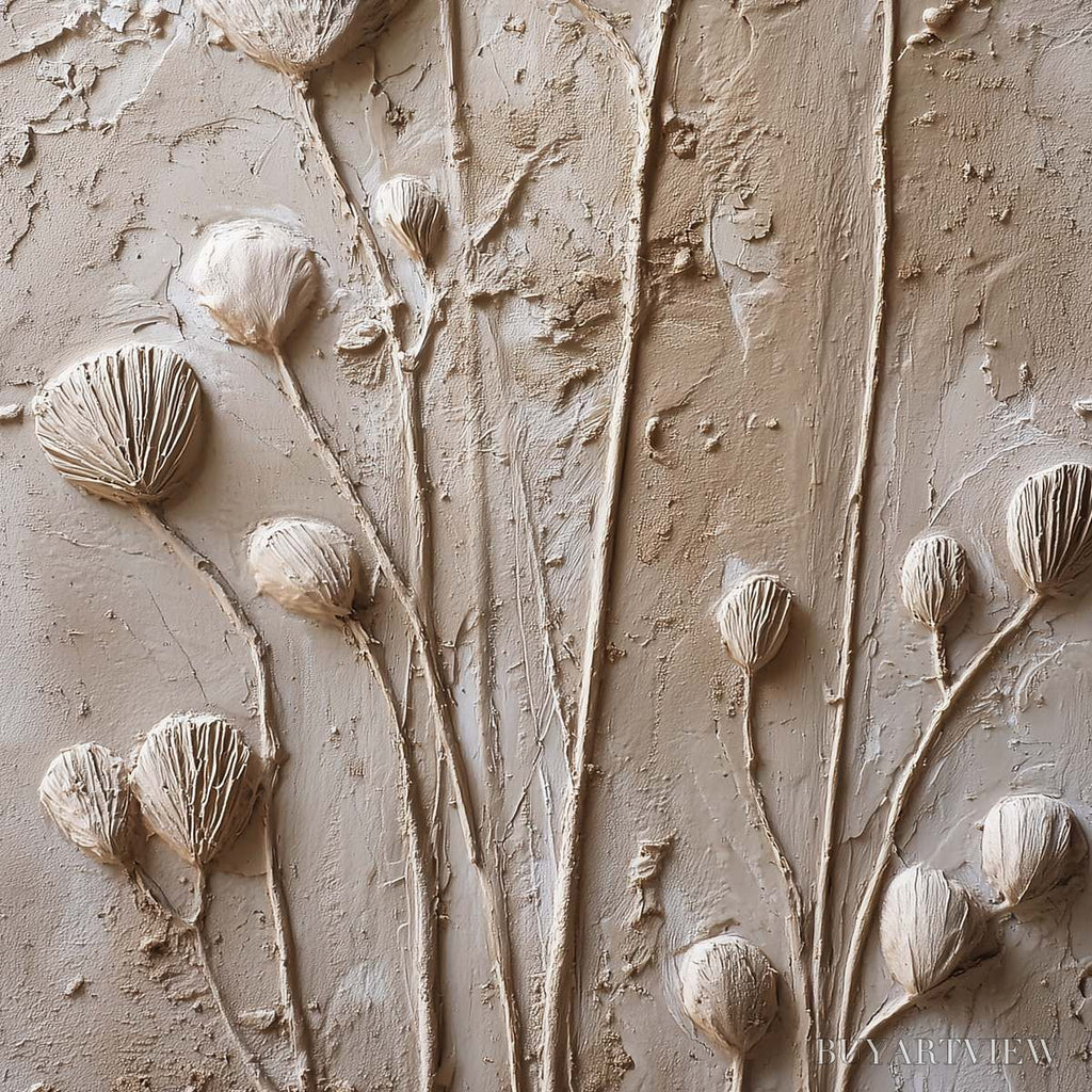 ARTOVITAS Earthen Blooms – Textured Wabi-Sabi Floral Impasto Painting - image 5