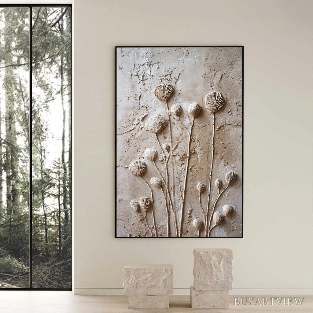 ARTOVITAS Earthen Blooms – Textured Wabi-Sabi Floral Impasto Painting - image 6
