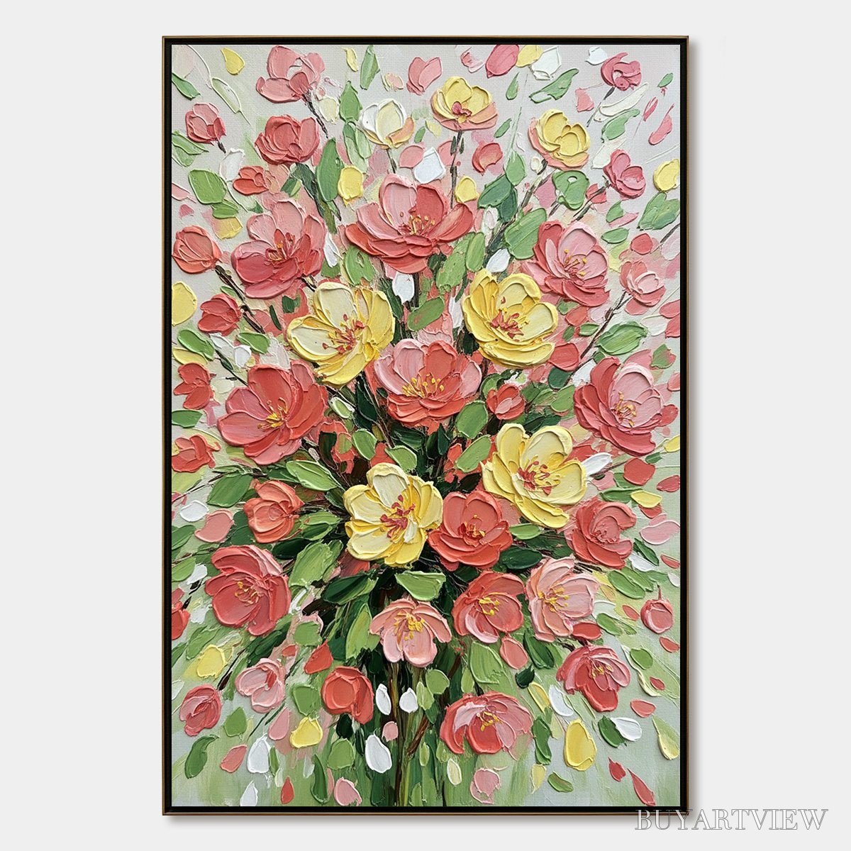 ARTOVITAS Joyful Bloom – Textured Floral Impasto Oil Painting - image 1