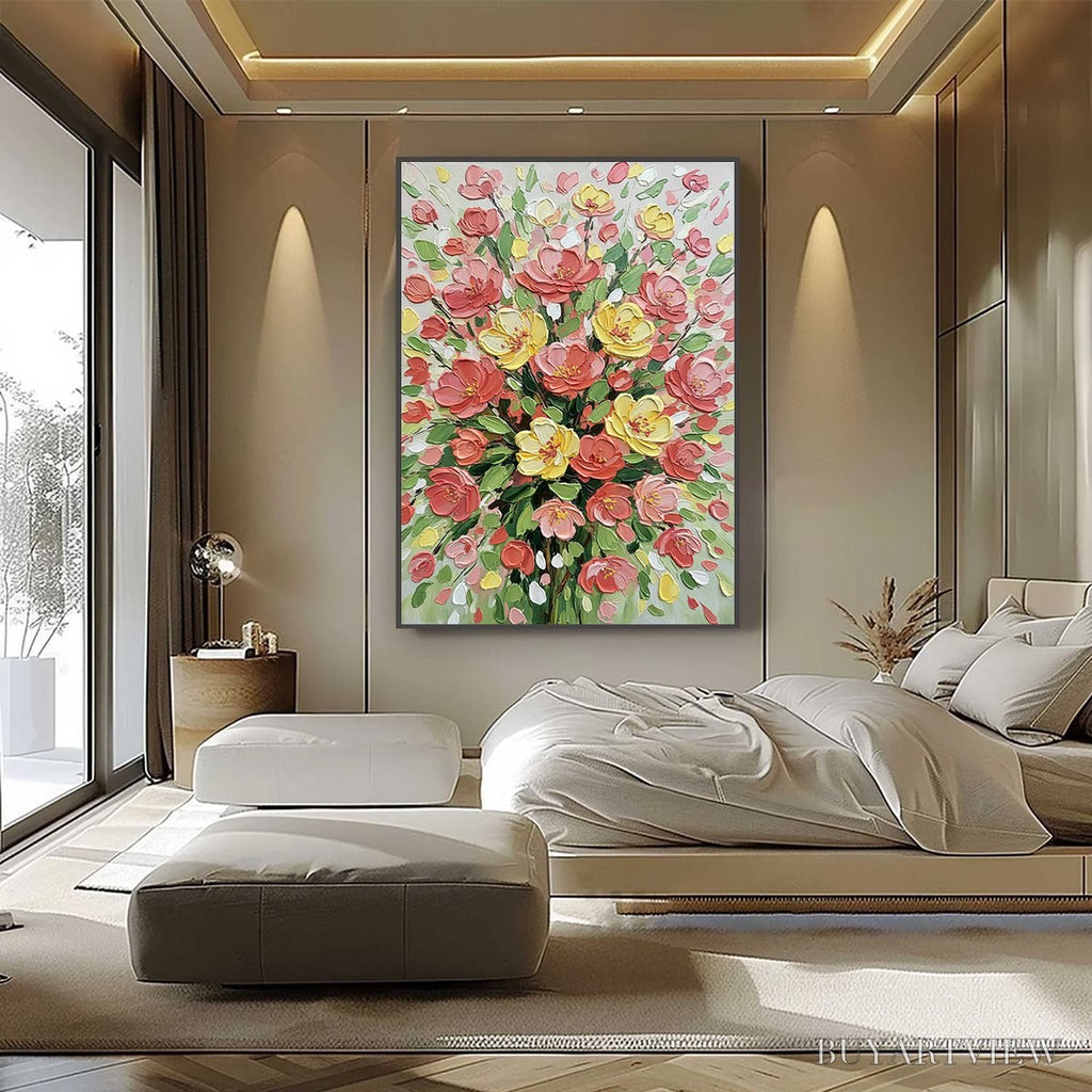 ARTOVITAS Joyful Bloom – Textured Floral Impasto Oil Painting - image 2