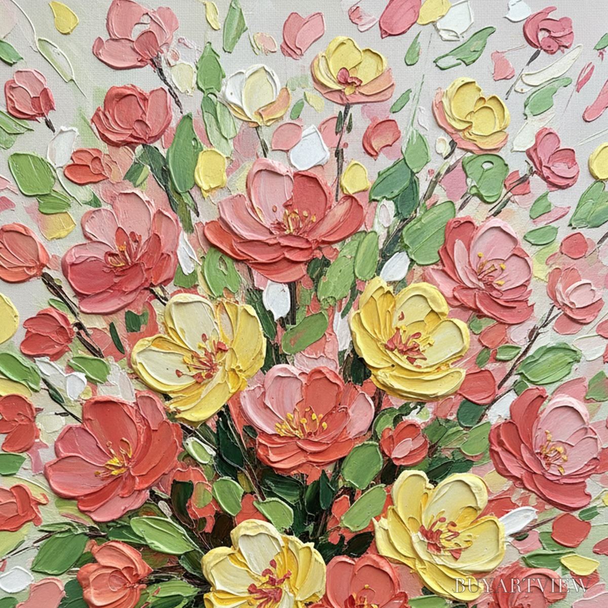 ARTOVITAS Joyful Bloom – Textured Floral Impasto Oil Painting - image 3