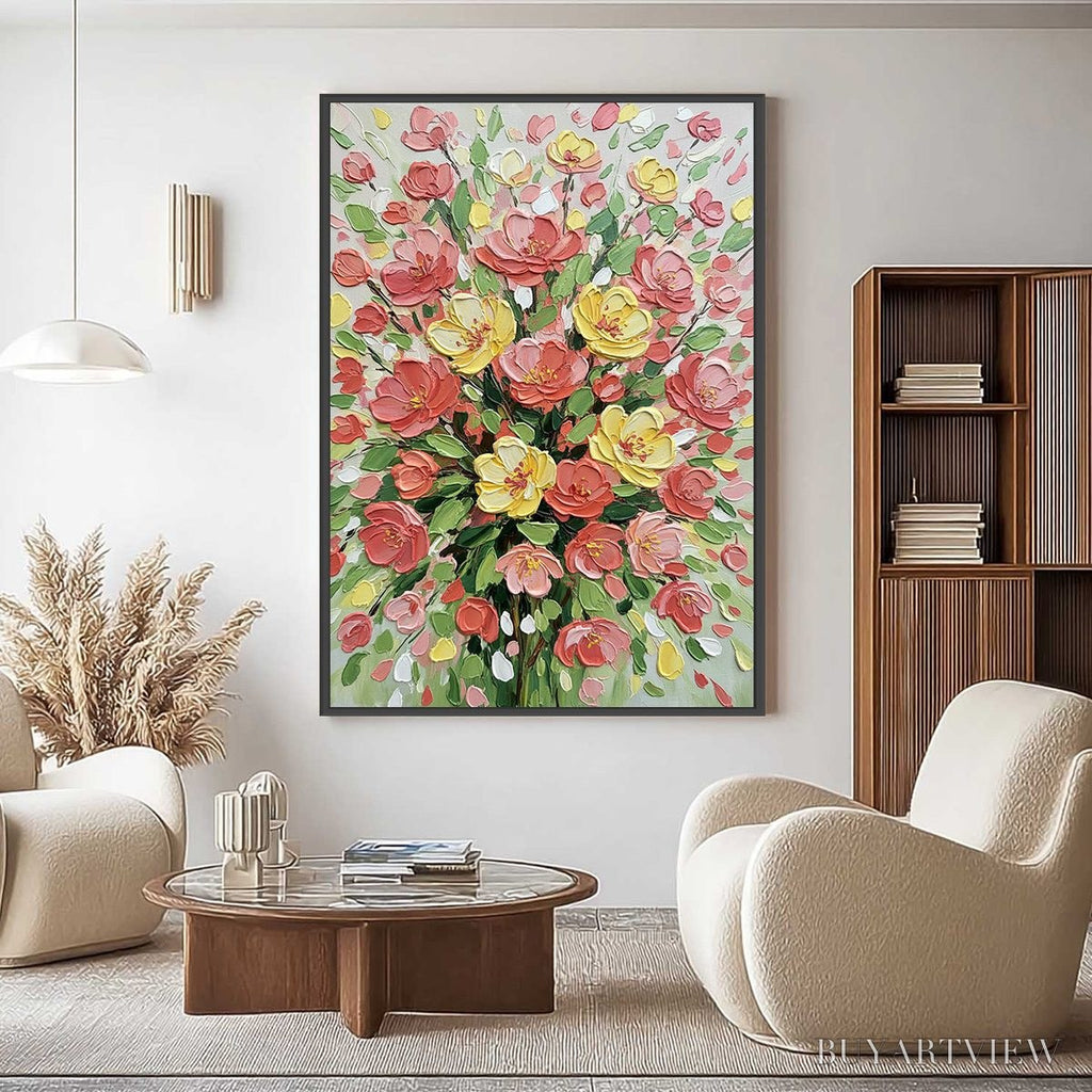 ARTOVITAS Joyful Bloom – Textured Floral Impasto Oil Painting - image 4