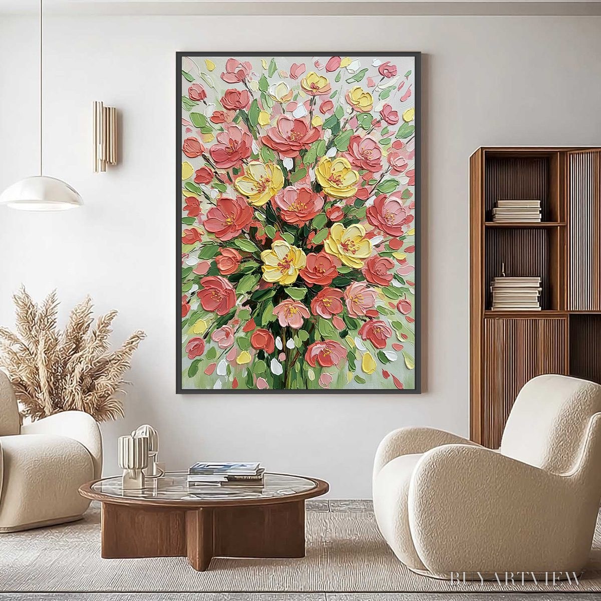 ARTOVITAS Joyful Bloom – Textured Floral Impasto Oil Painting - image 4