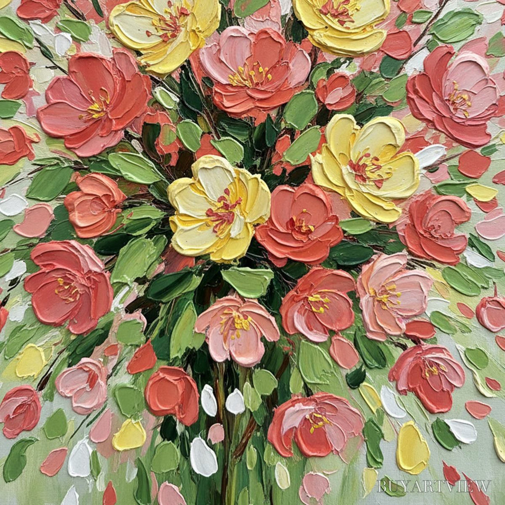 ARTOVITAS Joyful Bloom – Textured Floral Impasto Oil Painting - image 5