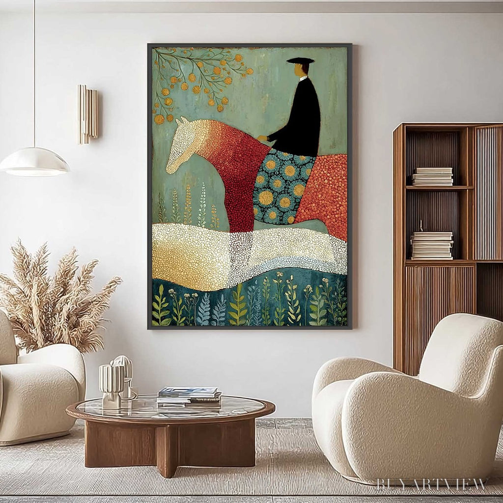 ARTOVITAS A Gentle Journey – Textured Figurative Painting of a Rider and Horse - image 4