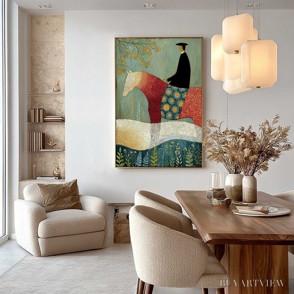 ARTOVITAS A Gentle Journey – Textured Figurative Painting of a Rider and Horse - image 6