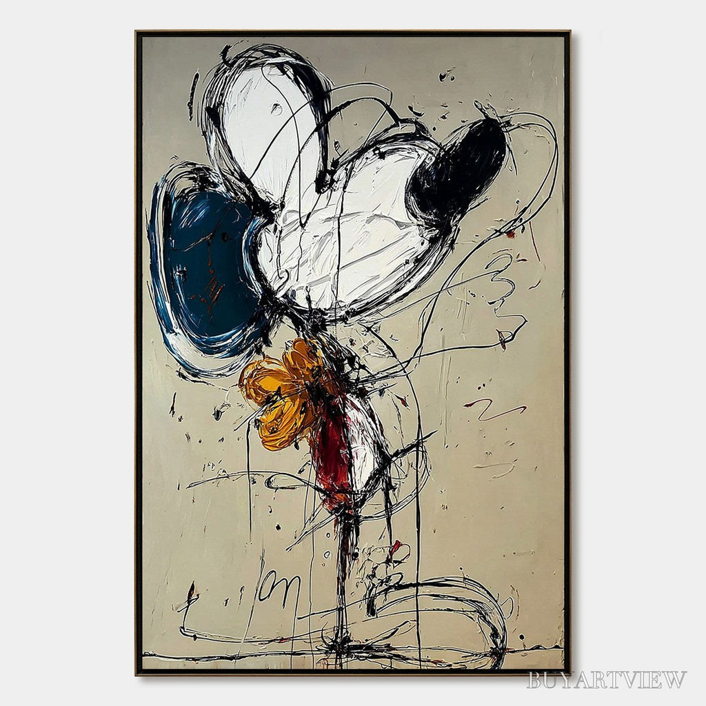 ARTOVITAS Spontaneous Bloom – Large Abstract Floral Impasto Oil Painting on Canvas - image 1