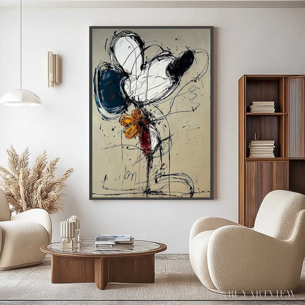 ARTOVITAS Spontaneous Bloom – Large Abstract Floral Impasto Oil Painting on Canvas - image 4