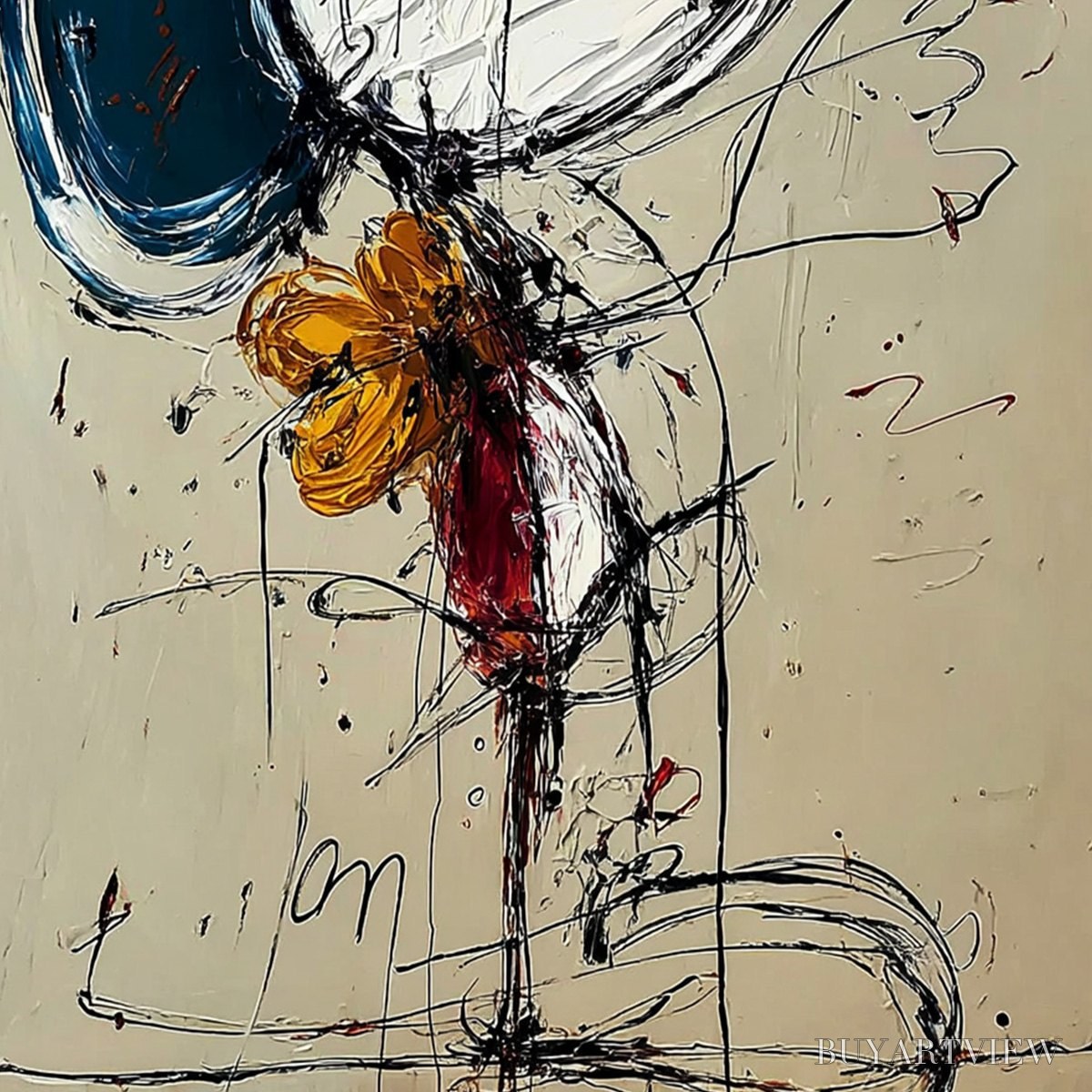 ARTOVITAS Spontaneous Bloom – Large Abstract Floral Impasto Oil Painting on Canvas - image 5