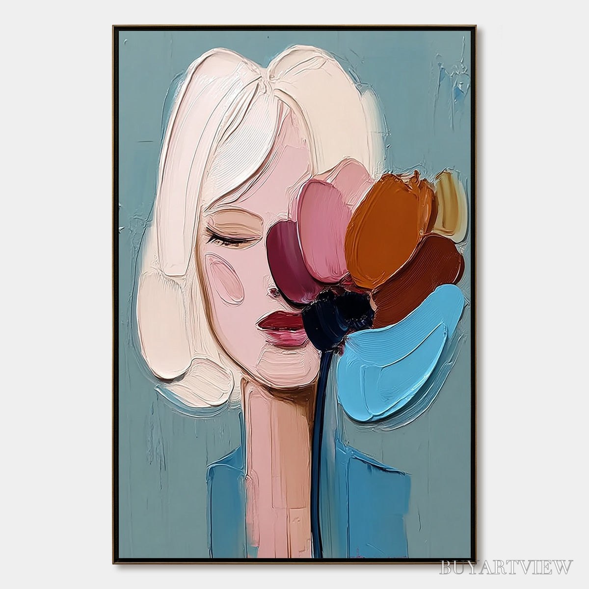 ARTOVITAS Bloom Within – Textured Impasto Portrait Painting of a Woman - image 1