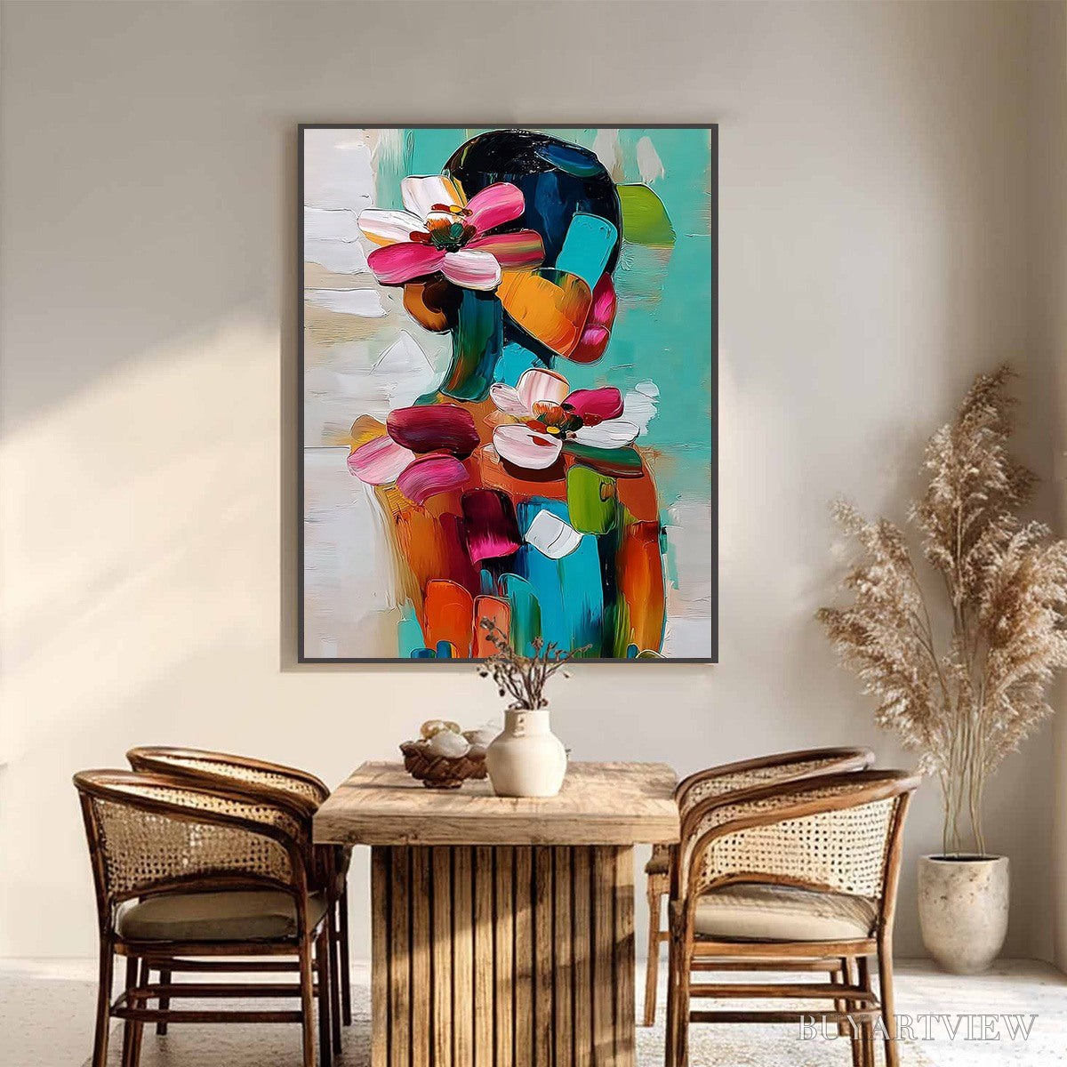 ARTOVITAS Floral Ascension – Colorful Abstract Floral Portrait Impasto Oil Painting - image 6