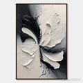ARTOVITAS Eclipse Blossom – Textured Black and White Abstract Impasto Painting - image 1
