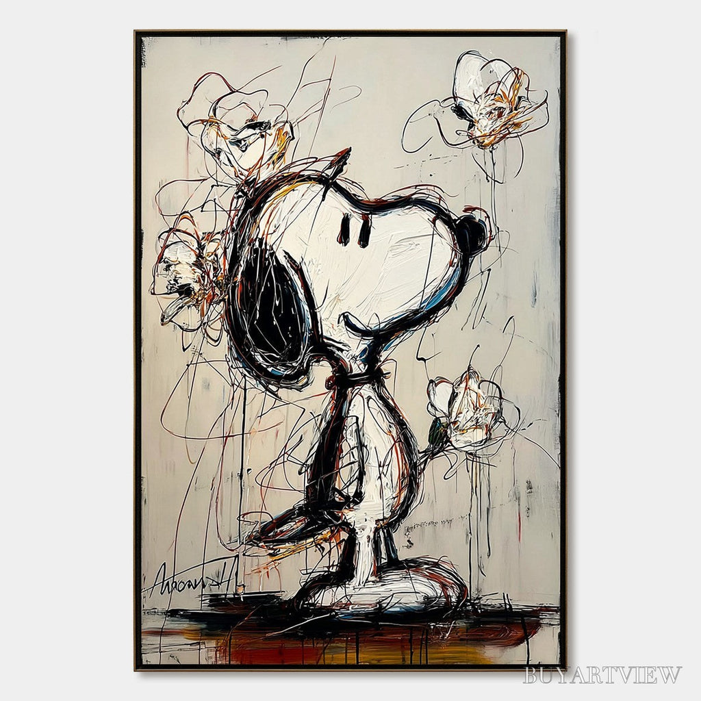 ARTOVITAS Joyful Daydream – Expressive Pop Art Character Painting with Floral Accents - image 1