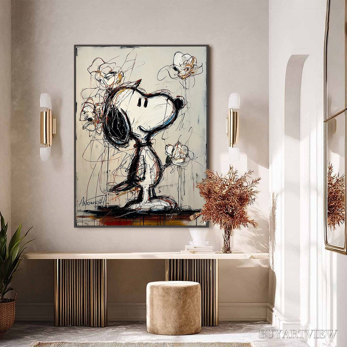 ARTOVITAS Joyful Daydream – Expressive Pop Art Character Painting with Floral Accents - image 2