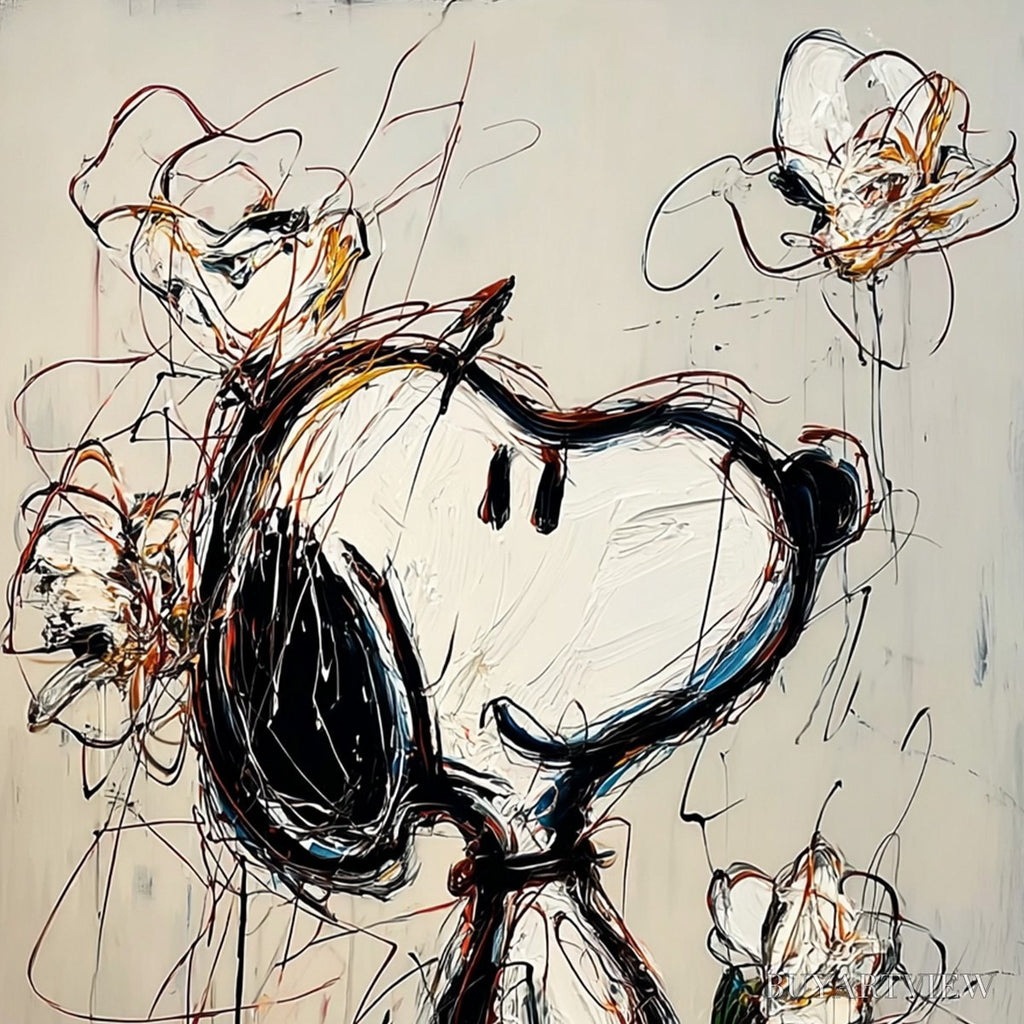 ARTOVITAS Joyful Daydream – Expressive Pop Art Character Painting with Floral Accents - image 3