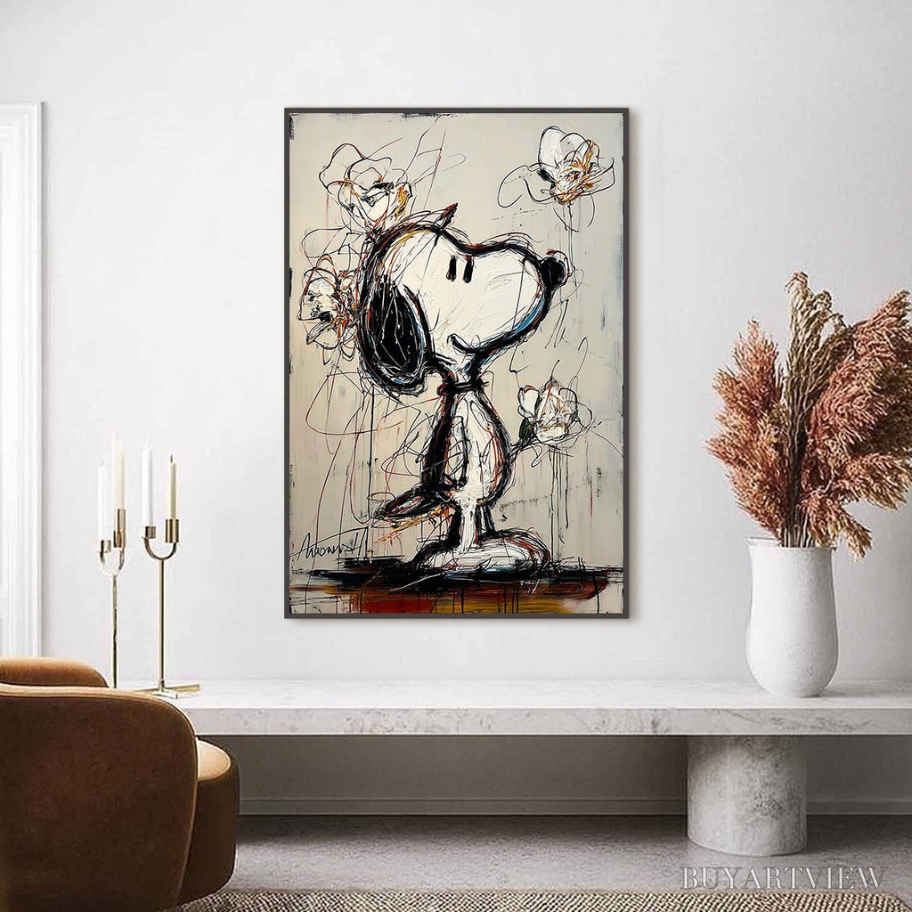 ARTOVITAS Joyful Daydream – Expressive Pop Art Character Painting with Floral Accents - image 4