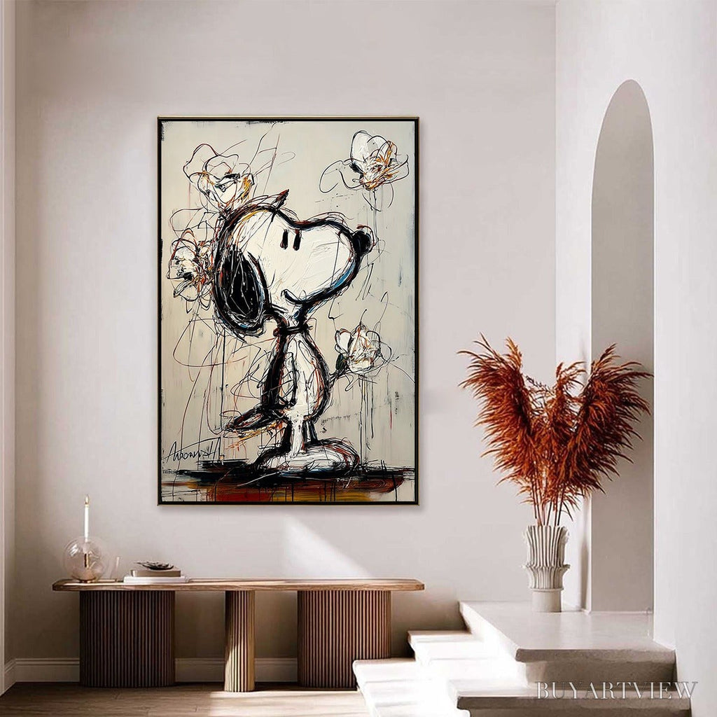 ARTOVITAS Joyful Daydream – Expressive Pop Art Character Painting with Floral Accents - image 6