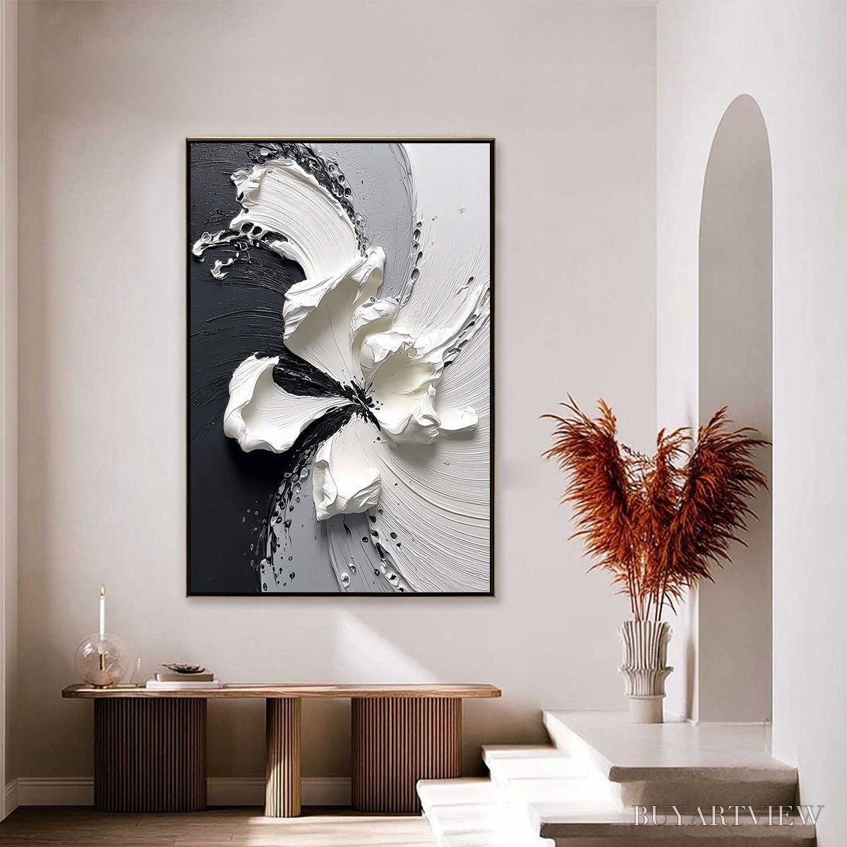 ARTOVITAS Echoes in White – Textured Wabi-Sabi Abstract Floral - image 4