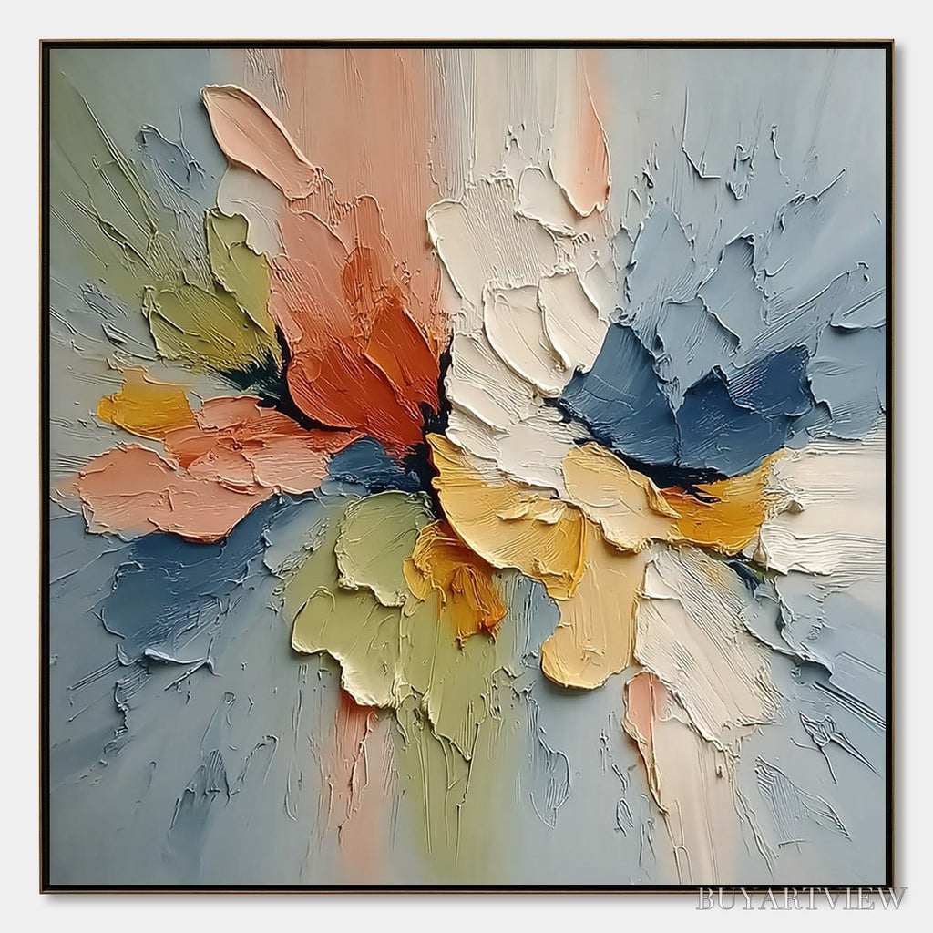 ARTOVITAS Ethereal Bloom – Textured Impasto Abstract Floral Painting - image 1