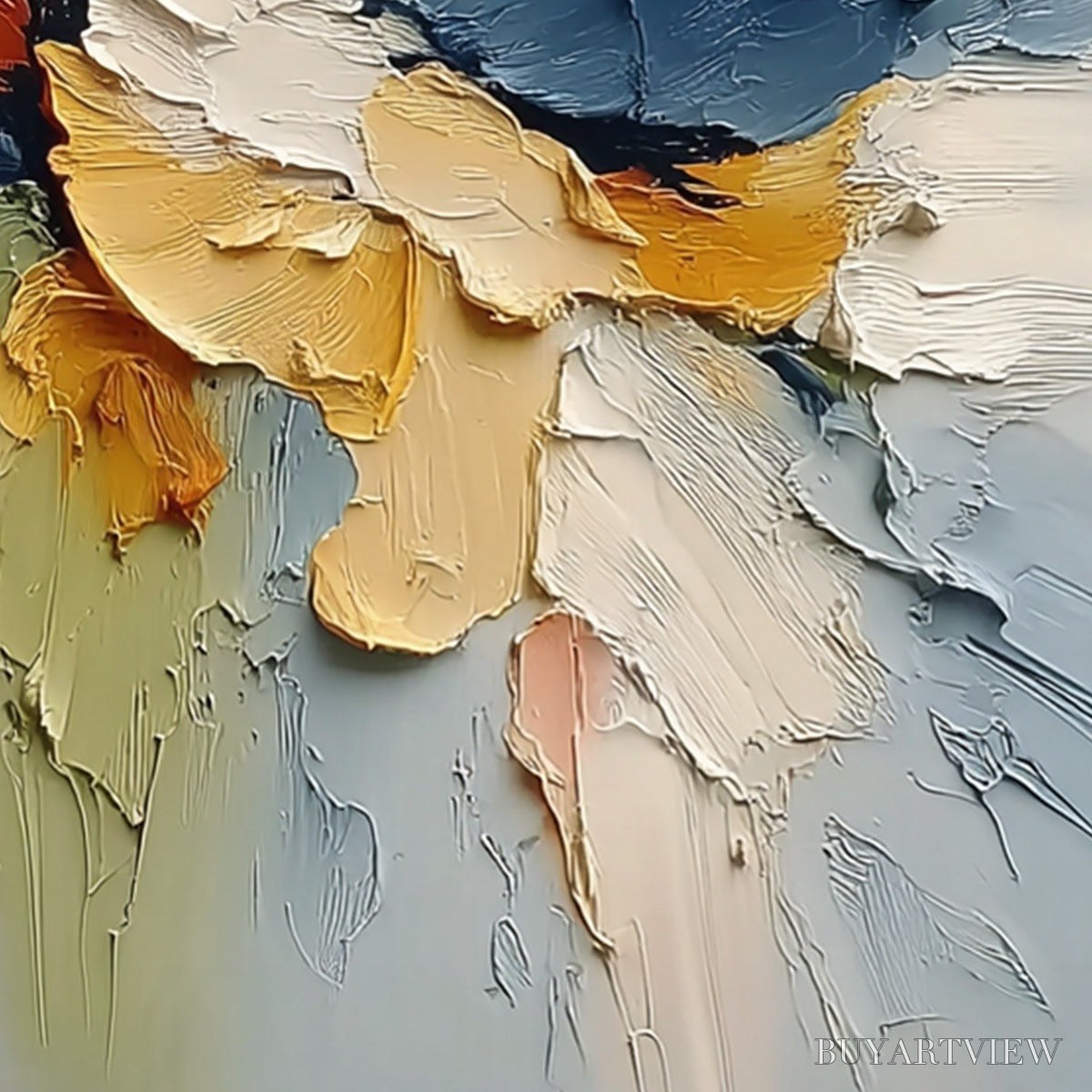 ARTOVITAS Ethereal Bloom – Textured Impasto Abstract Floral Painting - image 3