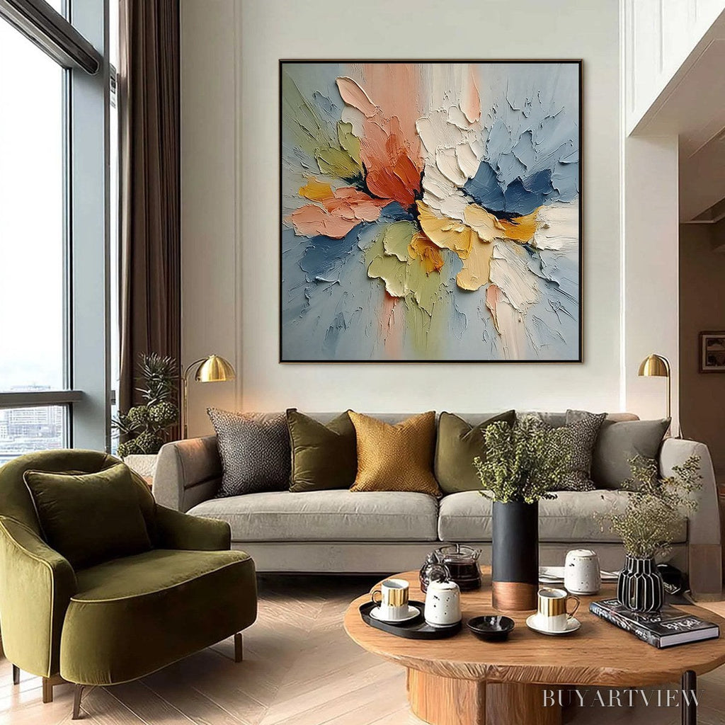 ARTOVITAS Ethereal Bloom – Textured Impasto Abstract Floral Painting - image 4