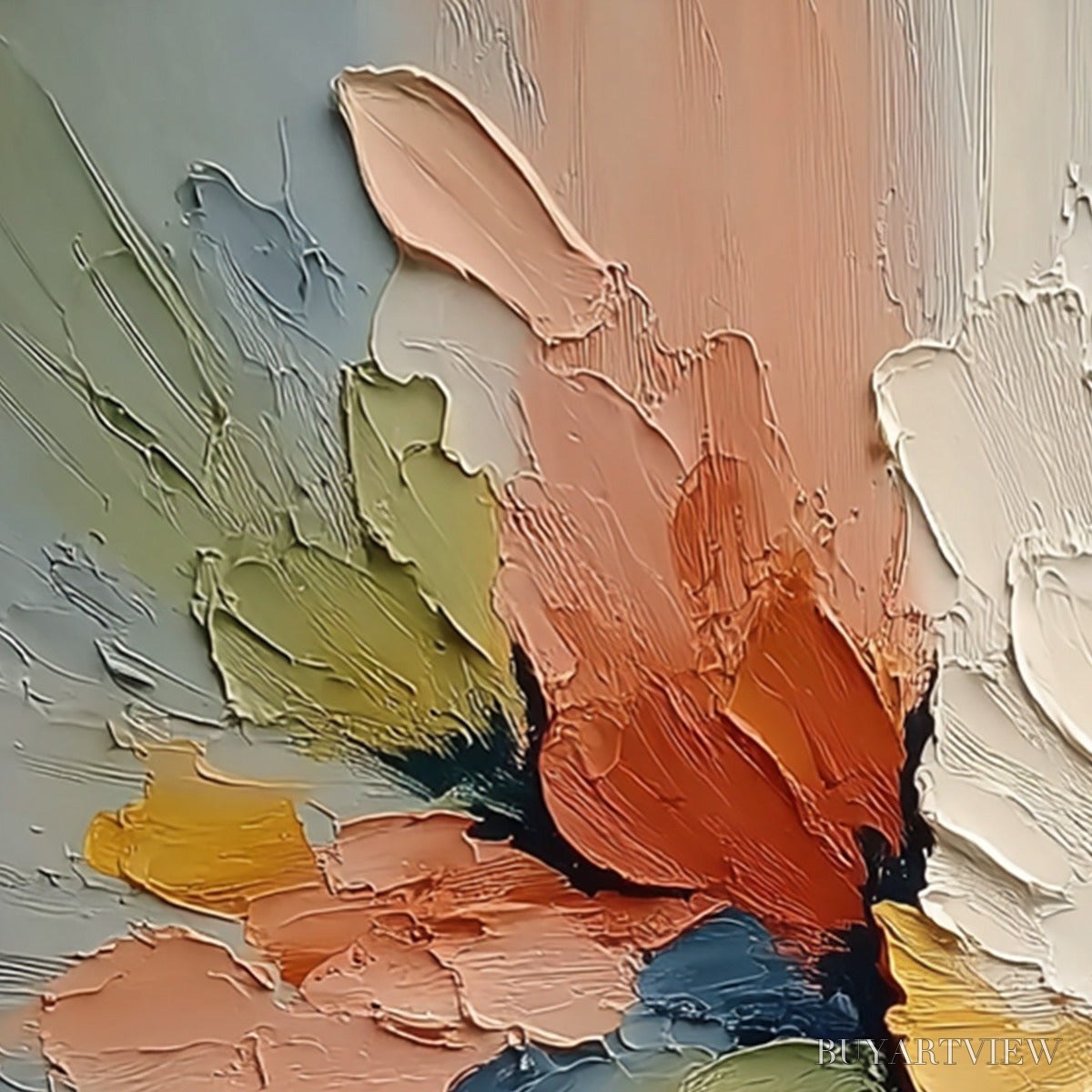 ARTOVITAS Ethereal Bloom – Textured Impasto Abstract Floral Painting - image 5