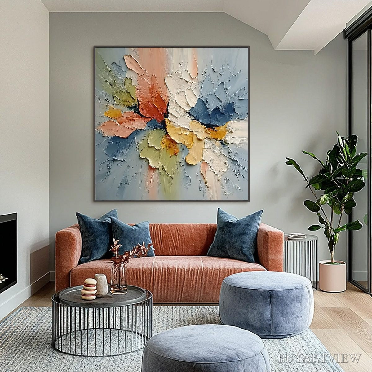 ARTOVITAS Ethereal Bloom – Textured Impasto Abstract Floral Painting - image 6