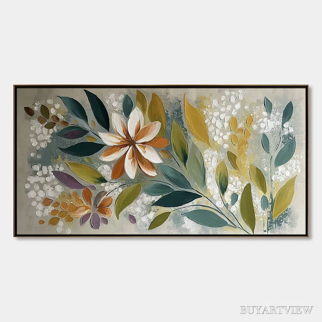 ARTOVITAS Earthly Bloom – Textured Abstract Floral Impasto Painting - image 1