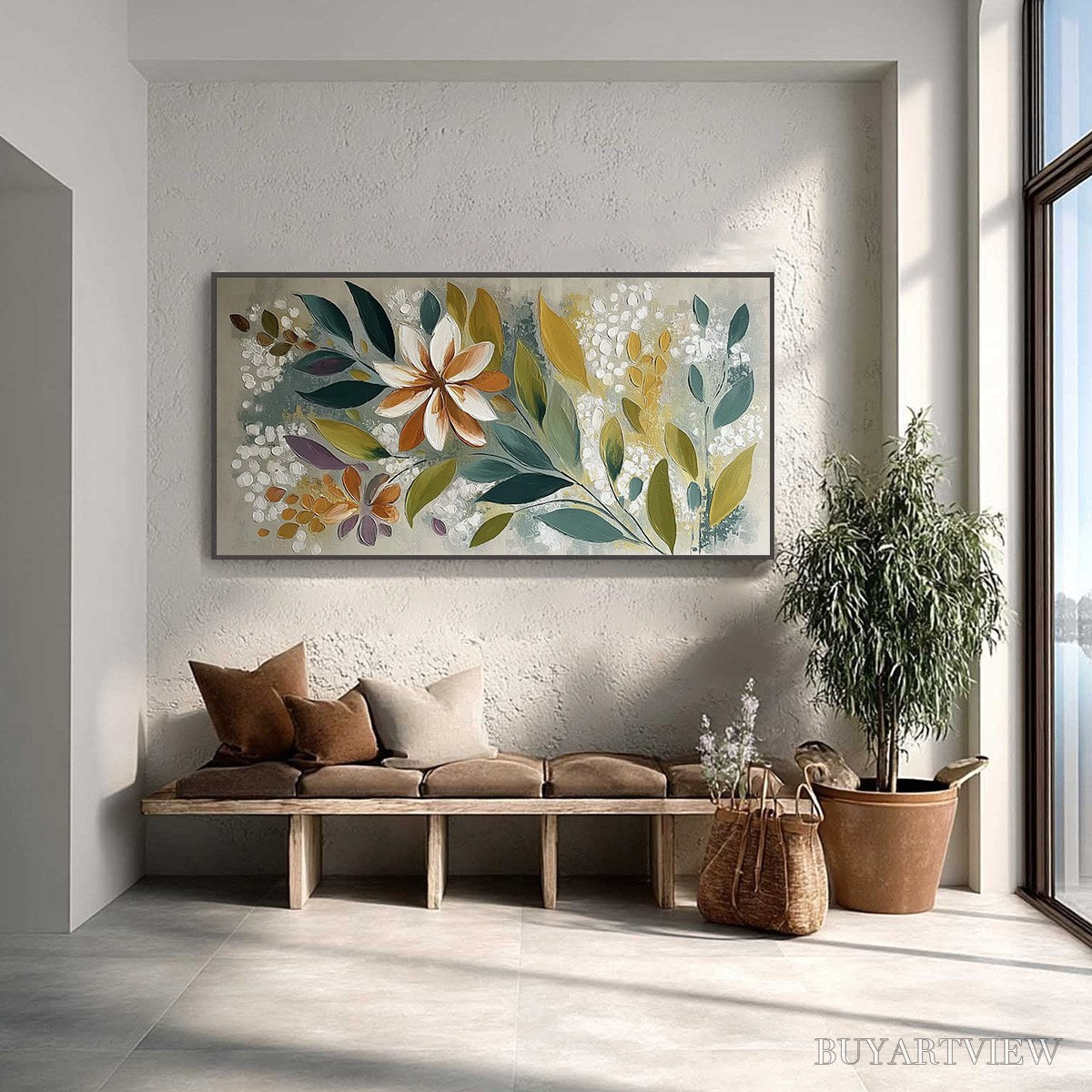 ARTOVITAS Earthly Bloom – Textured Abstract Floral Impasto Painting - image 2