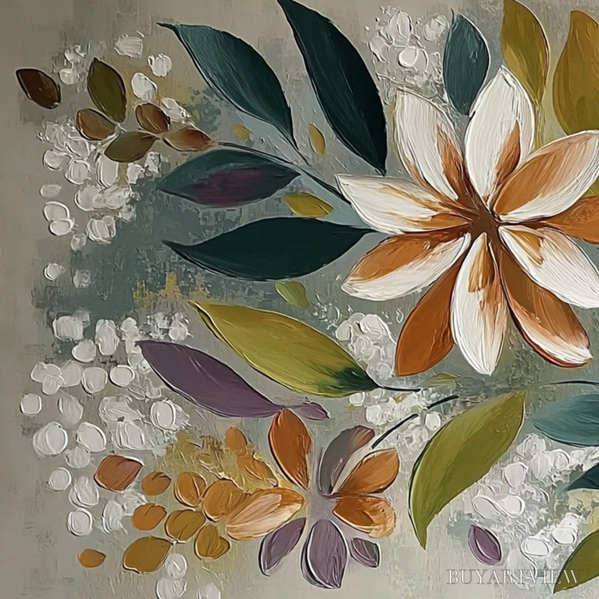ARTOVITAS Earthly Bloom – Textured Abstract Floral Impasto Painting - image 3
