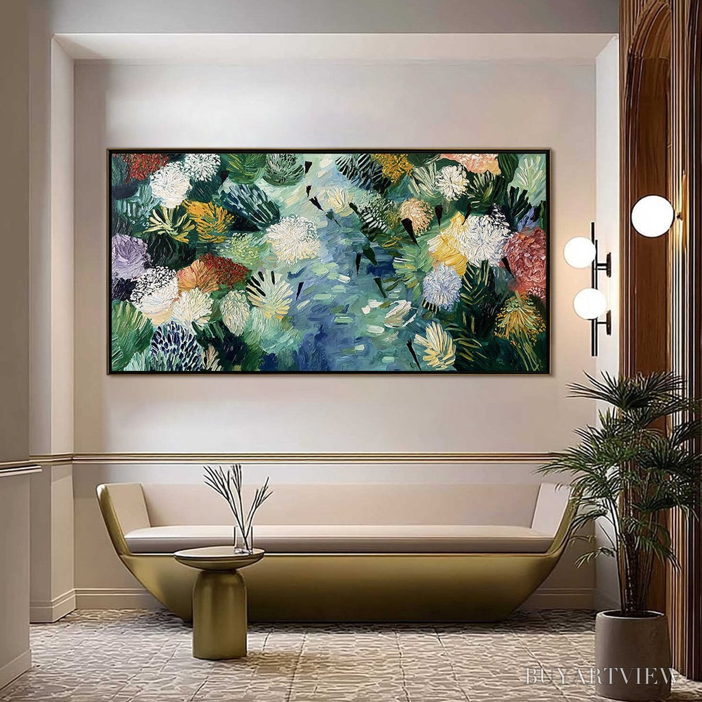 ARTOVITAS River of Blooms – Textured Palette Knife Abstract Floral Painting - image 2